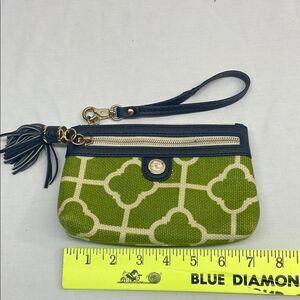 Spartina 449 Green and Navy Wristlet with tassel